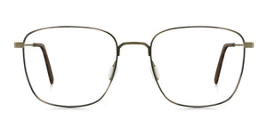 antike-gold-matte titan Brillenfassung, Mischung aus runder und eckiger Form, von Munic Eyewear aus München